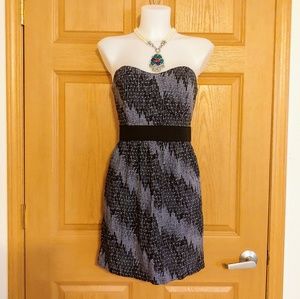 Summer Silence Noise Purple Black Strapless Dress